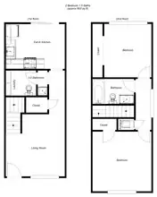 2-Bedrooms, 1.5-Bathrooms 10 floor plan